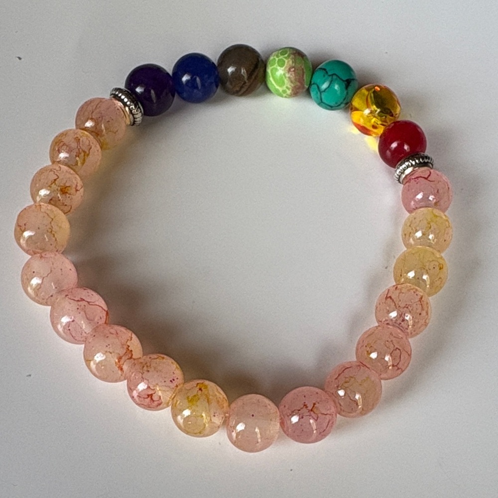 Multicolor Chakra Glass Beaded Bracelet